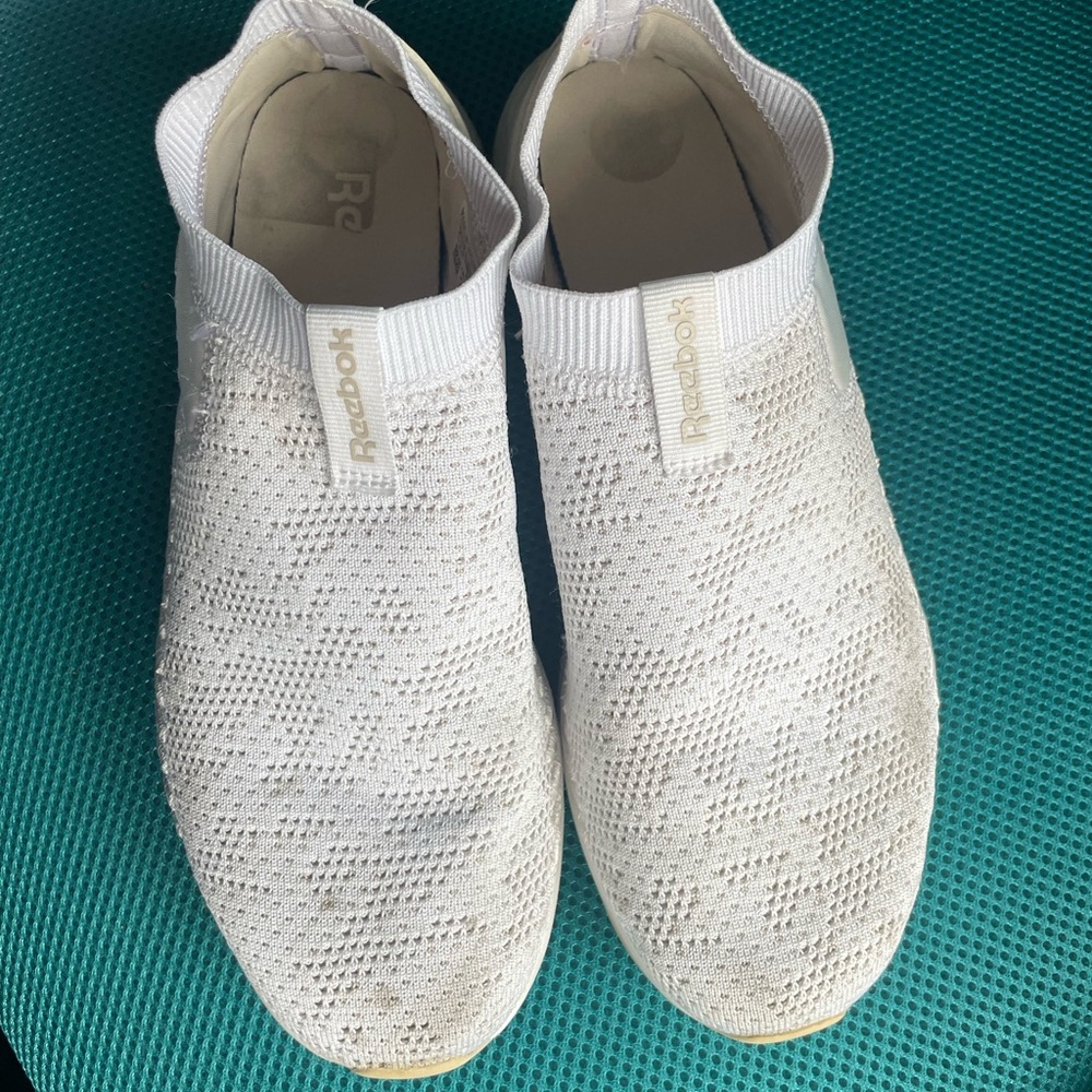 Reebok Cream Knit Slip-On Shoes